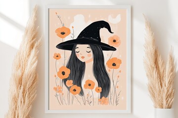 Vintage Witch and Poppy Print