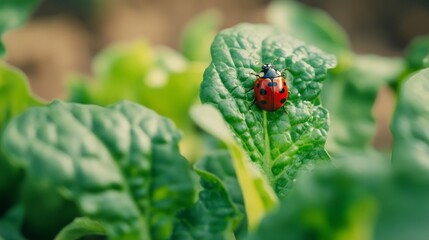 Wall Mural - Close-up macro photo of ladybug. Animal day, National wildlife day