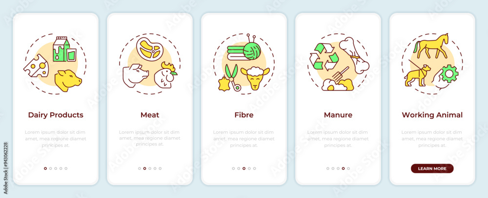 Animal products onboarding mobile app screen. Livestock farm ...