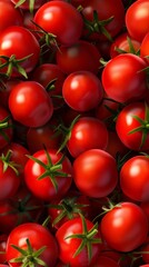 red cherry tomatoes background, harvest, organic food, healthy vegetables, vertical