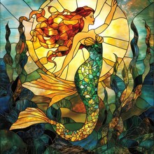 Mermaid Stained Glass Free Stock Photo - Public Domain Pictures