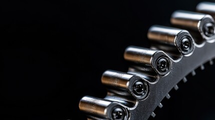 Close-up of bullets in magazine dark background