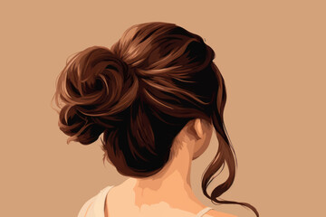 Sticker - Elegant brunette hair illustration