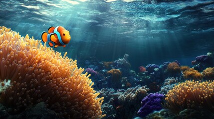 Wall Mural - Clownfish in a Coral Reef