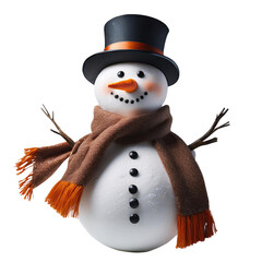 Wall Mural - Charming snowman cut out transparent isolated PNG