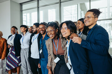 Wall Mural - conference staff posing for a group photo at a professional gathering