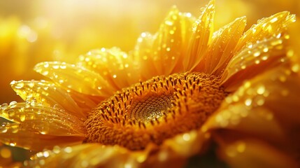 Sunflower field close-up, featuring the vibrant yellow petals and textured details of the flowers, creating a striking, natural image.