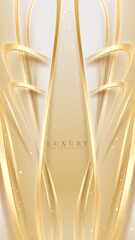 Wall Mural - vertical cream colored background decorated with mesmerizing elegant golden curves and shimmering bo