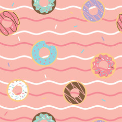 endless pattern of donuts, cute background