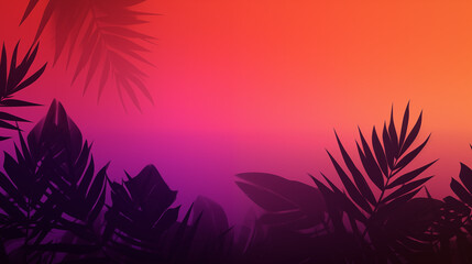 Poster - Tropical Palm Leaves Silhouette Against A Warm Gradient Sunset