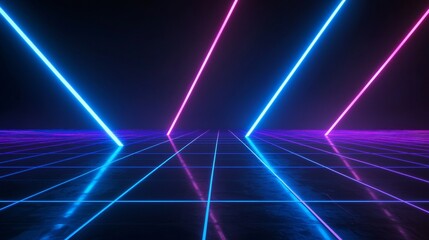 Aufkleber - A blue purple speed light line runs through a dark background. An abstract speed patch crosses the highway, and a hyper speed warp flies in space.