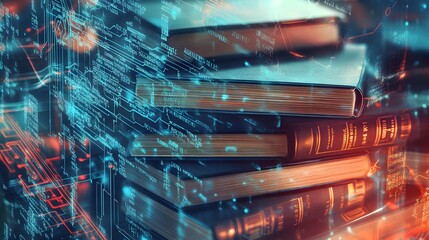 2. **Create an abstract design depicting the legal framework for artificial intelligence, with visual elements like legal books and AI circuitry intertwined. The image should convey the concept of