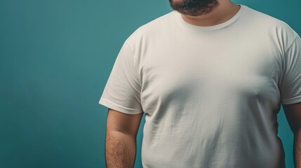 Plus size stylish man wearing a Tee tshirt for product mockup