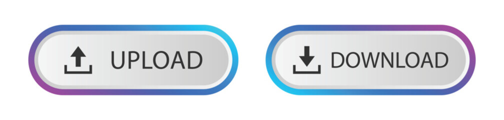 Wall Mural - download and upload button. colorful modern buttons for app, website, ui. transparent png and vector