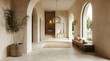 © Enrique - Boho, mediterranean interior design of modern home entryway, hall with arched walls