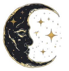 Wall Mural - png celestial moon and stars illustration