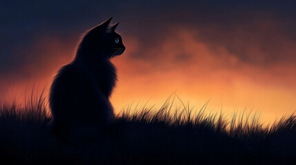 Naklejka na meble silhouette of a black cat