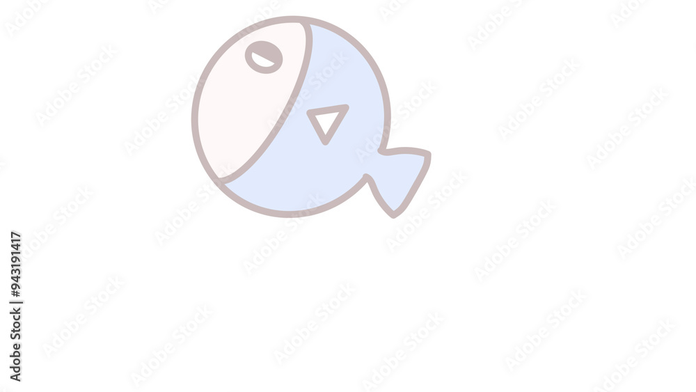 Cute Cartoon A Fish Swimming On Transparent Background With Empty Space ...
