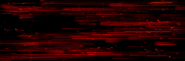 Wall Mural - red speed light horizontal straight line on black background. realistic vector illustration of abstr