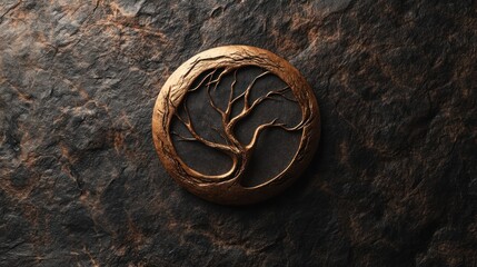 Tree of Life Symbol on Rustic Stone Background