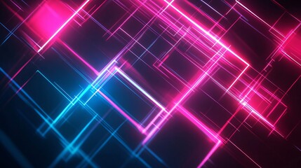 Abstract glowing neon lines forming a digital pattern on a dark background