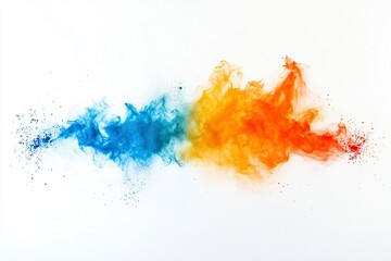 Wall Mural - Abstract art powder paint on white background. Movement abstract frozen dust explosion multicolored on white background. Stop the movement of colored powder on white background.generative ai