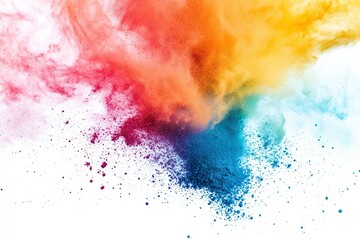 Abstract art powder paint on white background. Movement abstract frozen dust explosion multicolored on white background. Stop the movement of colored powder on white background.generative ai