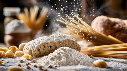 Wall Mural - gluten free food flour bread pasta 