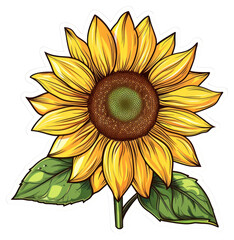 Sticker - PNG Vibrant sunflower botanical illustration