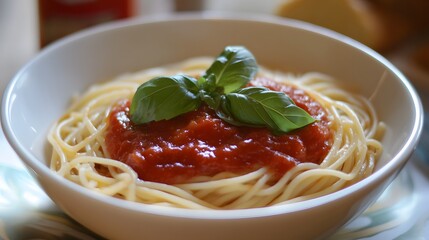 2. A bowl of Italian spaghetti with marinara sauce