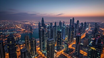 Dubai Skyline: Cityscape Timelapse of Lake Towers at Dusk