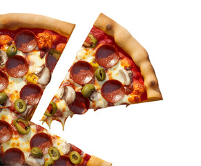 Wall Mural - Cut off slice pizza isolated on transparent background Ai generative.