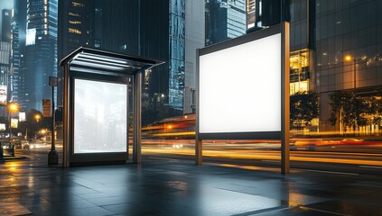 Wall Mural - Stock image of a blank advertising light box on a bus stop