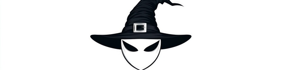 Wall Mural - Witch mask with clean lines, minimalist vector illustration for Halloween.