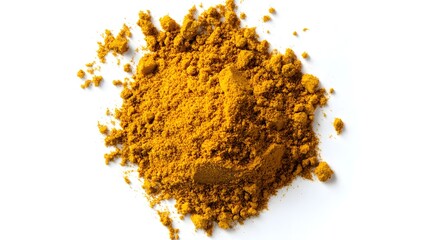 curry powder spice ingredient on a white backgr. Curry Powder spice ingredient on a white backgroundready for cooking with. A vibrant heap of turmeric