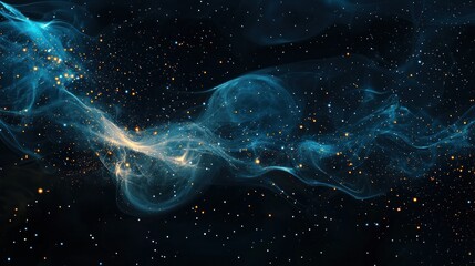 Wall Mural - abstract swirling blue and orange nebula with stars in deep space generative ai