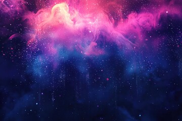 Wall Mural - colorful cosmic background with hanging stars and glowing particles generative ai