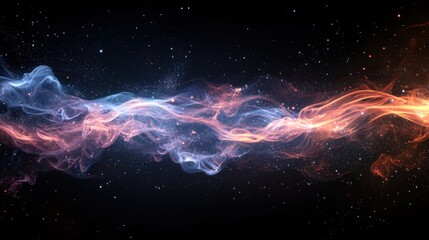 Wall Mural - abstract swirling blue and orange nebula with stars in deep space generative ai