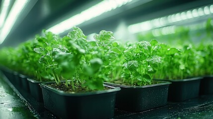 Sticker - Green Seedlings Under Artificial Lights