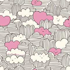 flower doodle brush seamless pattern. sketch hand drawn spring floral plant. vector illustration .