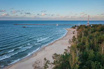 Wall Mural - Baltic Sea beach in Gorki Zachodnie at sunset, Gdansk. Poland