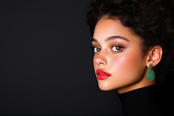 Poster - portrait of a fashion model  woman with afro hair