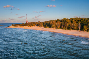 Wall Mural - Baltic Sea beach in Gorki Zachodnie at sunset, Gdansk. Poland