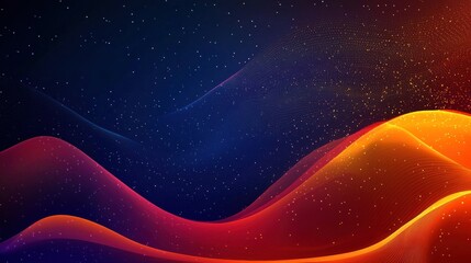 Wall Mural - abstract colorful flowing waves with starry background generative ai