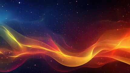 Wall Mural - abstract colorful flowing waves with starry background generative ai
