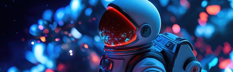 Aufkleber - Astronaut and space exploration theme in a 3D cartoon rendering