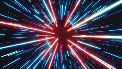 Wall Mural - abstract illustration featuring blue hues with dynamic light effects. chaotic neon rays and laser be