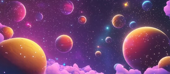 Wall Mural - 3d cartoon illustration of stars in a galaxy within open space