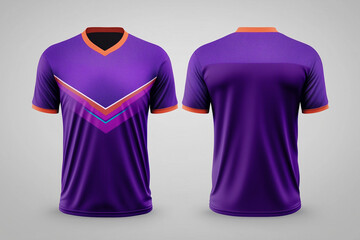 Wall Mural - purple jersey template for team club, jersey sport, front and back, Tshirt mockup sports jersey template design for football soccer, racing, gaming, sports jersey