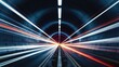 ©  AugmentArt - Captivating long exposure image of a tunnel at night, featuring dynamic light trails from passing vehicles that create a stunning display of movement and color.